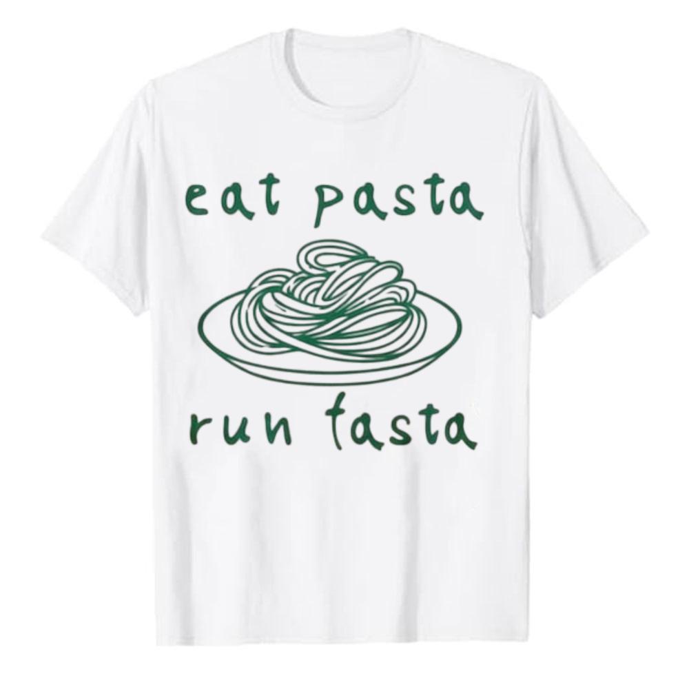 Funny Italian Foodie Graphic Cotton Tee Spaghetti Running Joke Shirt for Unisex Women Graphic T Shirts Unisex Clothing Harajuku Tops