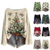 Women's Fashion Long Sleeve Christmas Snowman Snowflake Print Jacket Cardigan