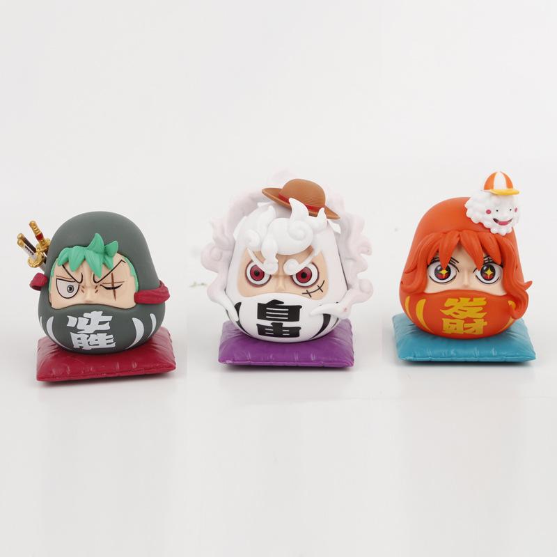 Q-Версия Аниме Фигурка One Piece Луффи Зоро Санджи Нами Кос Супер Дарума Фигурка ПВХ Статуэтка Модель Игрушки Украшения для Автомобиля