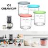 4Pcs Ice Cream Container for Ninja NC500 Ice Cream Maker Leaf Proof Lid Food Grade Portable Kitchen 24Oz Freezer Ice Cream Pint Jar Cup