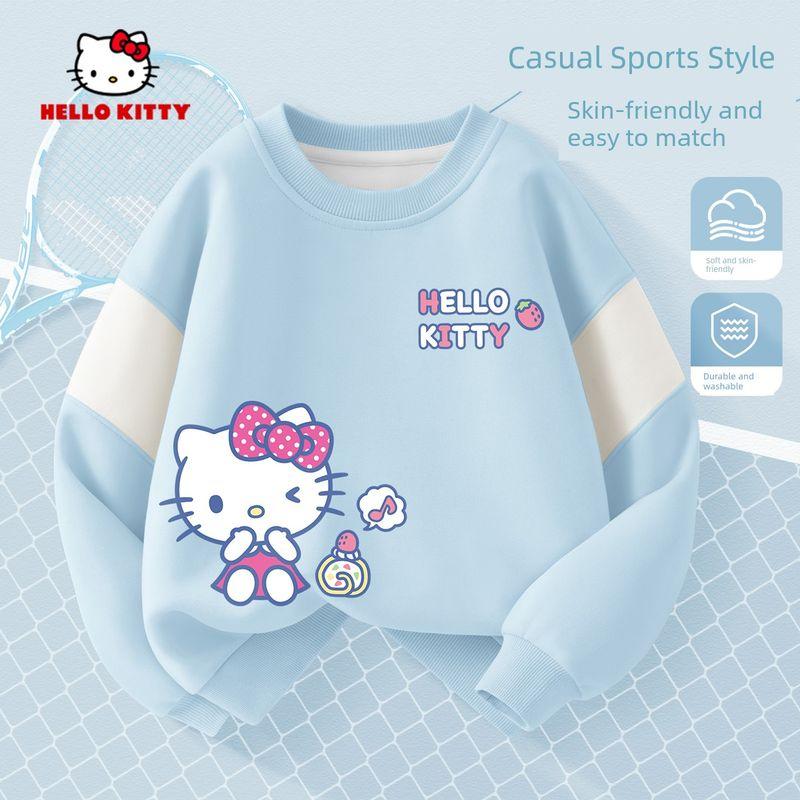 Hellokitty Girls' Sweatshirt, Spring and Autumn Style, Pink Children's Top, Early Spring Children's Clothing, Girls' Long-Sleeved Base Shirt