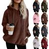 Winter Women Long Sleeve Fleece Hooded Sweatshirt Pullover Warm Jumper Sweaters With 1/4 Zip
