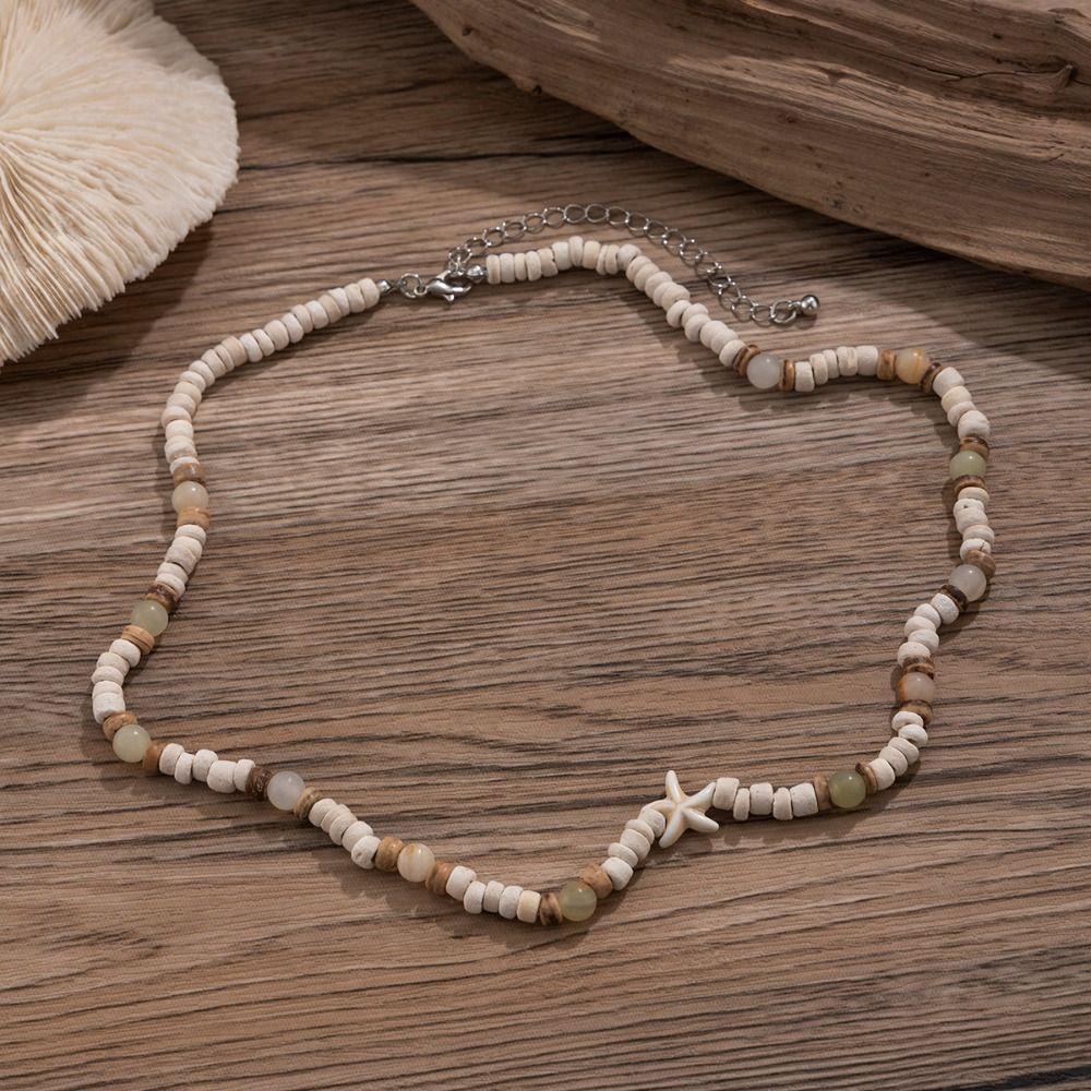 Wood Beads Starfish Choker Bohemian Male Clavicle Chain Fashion Coconut-husk Necklace  Men Gift