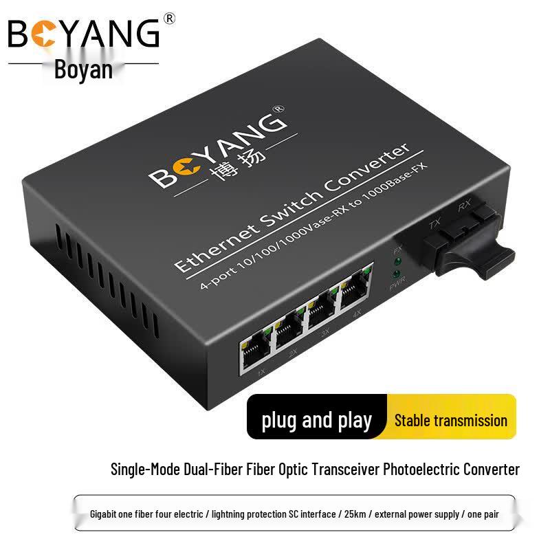 BOYANG BY-DG104S Gigabit Fiber Optic Transceiver Switch