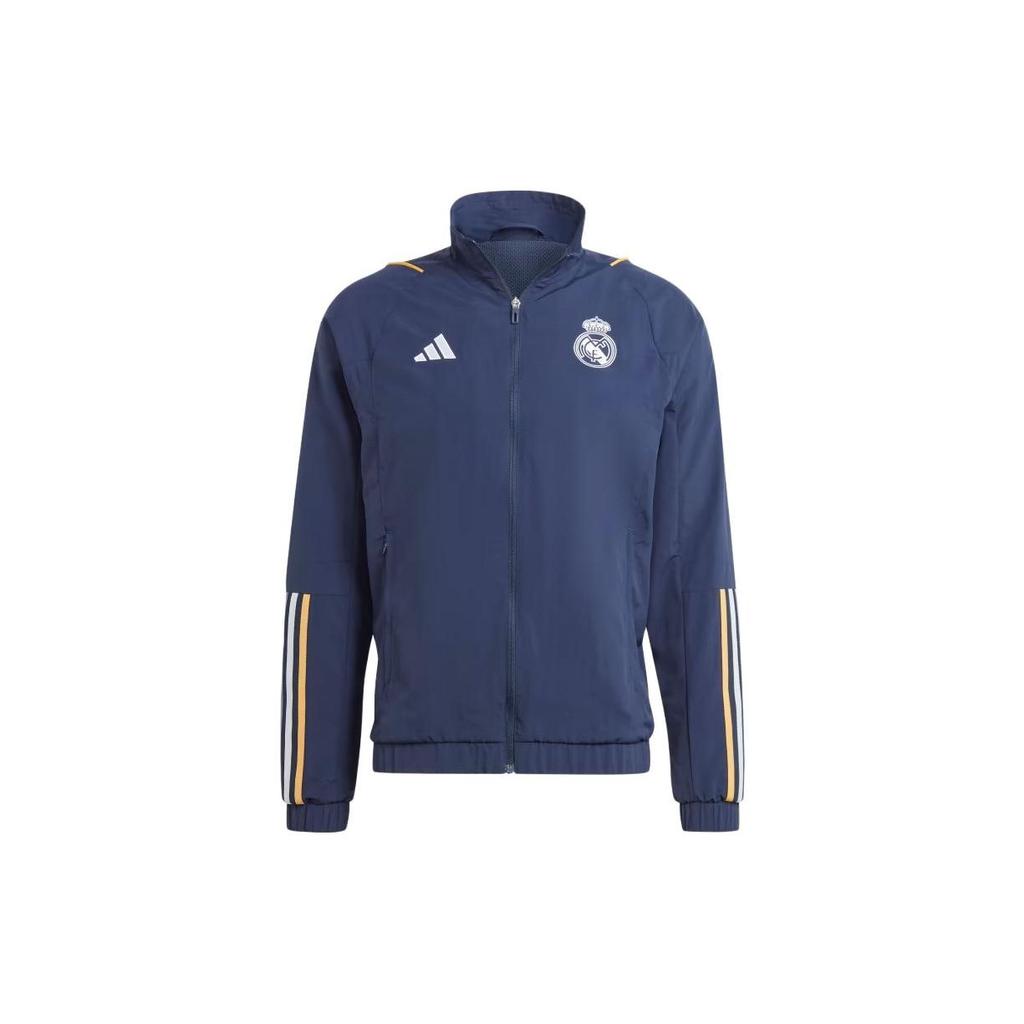 Adidas Real Madrid Tiro 23 Presentation Track Top With Striped Logo Print Long Sleeve Jacket Men Tops Ink-Blue IB0862