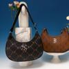 MLB Monogram Series NY Yankees Vintage Floral Polyester Hobo Bag Unisex bags Black 3ABQL012N-50BKS