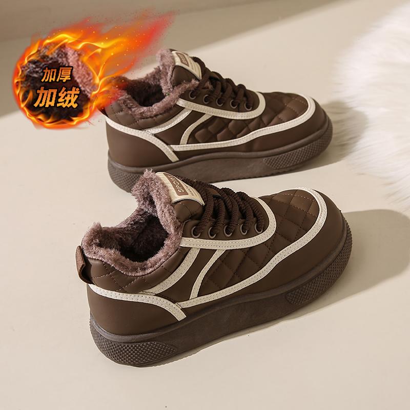 CRLAYDK Classic Women's Fashion Sneakers Winter Fur Lined Casual Tennis Platform Skate Leather Shoes Lady Walking Ankle Botas