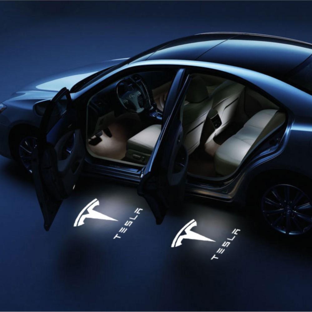 ctkhn3 LED Car Door HD Laser Projector Lights Door Welcome Lamp For Tesla Model 3 Y S X Cybertruck Juguete Roadster Coil Bonina SpaceX