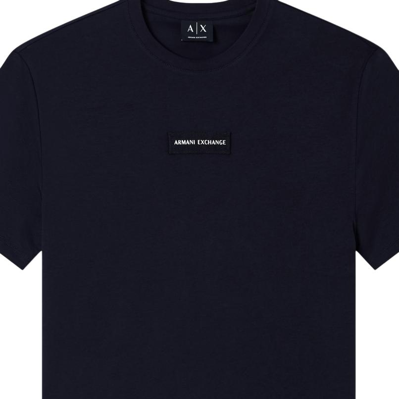 Armani Exchange SS26 Хлопковая мужская футболка с коротким рукавом и круглым вырезом, облегающего кроя, Топы XM002471-AF10356-UB101