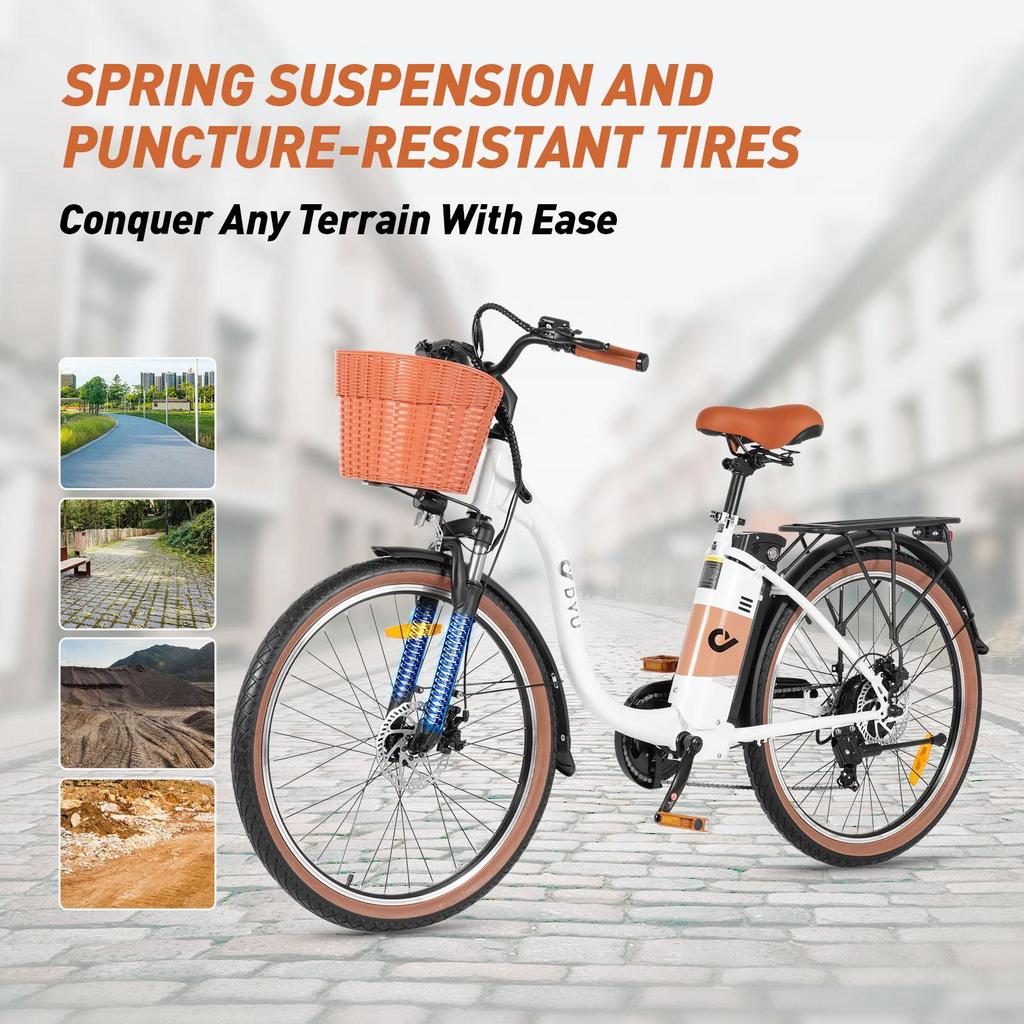DYU C6 PRO Long Distance Electric Commuter Bike | 72km Range, 36V 15.6Ah Battery - 250W Motor, 26-inch All-terrain Tires