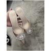 French Celebrity Rhinestone Bag Head Half Slippers 2025 Spring New Women's Wear Thin Heels High Heels Lazy Cool Slippers