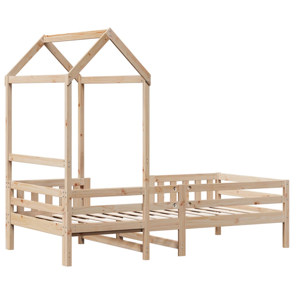 Solid Wood Bed with Canopy 75x190 cm Pine