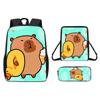 Capybara Pattern Cartoon Backpack Shoulder Bag Pencil Case Three Set Piece