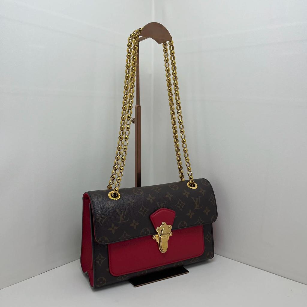 [Pre-Owned] Victoire Exquisite Fashion Classic Monogram Print Sliding Chain Shoulder Bag Canvas And Leather Crossbody Bag - Excellent #1DOKVK7