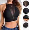 Hollow Out Mesh Sexy Corset Top Women Y2k Clothes Sleeveless Black Off The Shoulder Crop Vest Summer Halter Tank Top Woman 2025