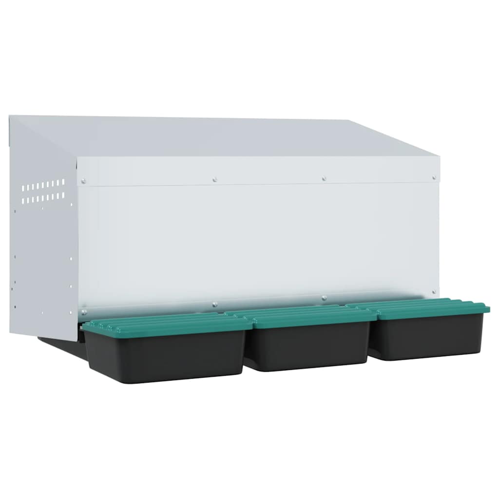 Chicken Nesting Box 3 Compartments Wall Mount Galvanized Steel