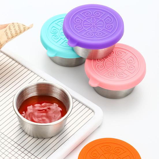 1 комплект, 40 мл чашка для соуса с силиконовой крышкой, хорошая герметичность, герметичный портативный контейнер для пикника и салата, ежедневное использование