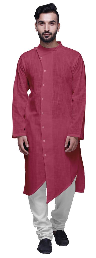 Atasi Длинный рукав индийская мужская курта однотонный хлопок с воротником-стойкой в этническом стиле