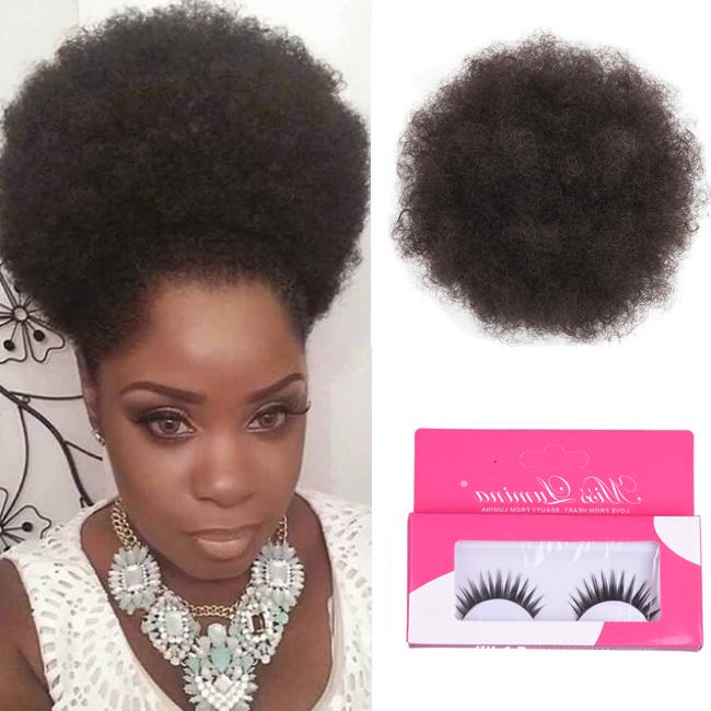 Афро-пушистый хвост с завязками на шнурке Шиньон Короткая синтетическая кудрявая искусственная булочка для волос