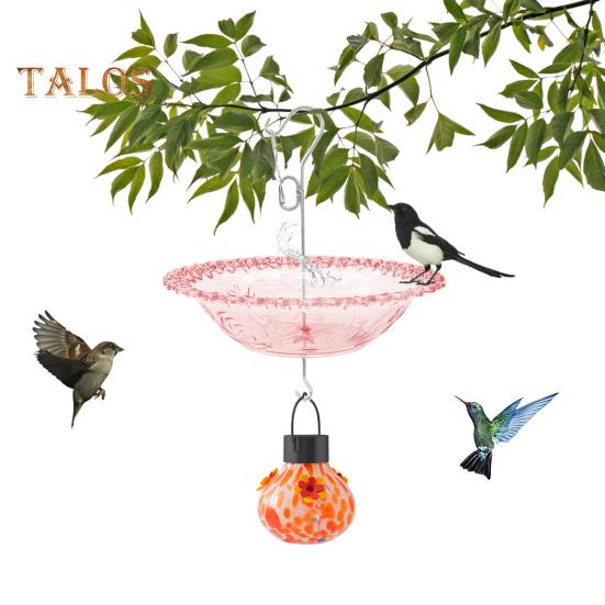 Подвесная кормушка для птиц, солнечная кормушка для колибри, чаша для кормления птиц с лампочкой для кормления водой, освещенная кормушка для птиц для украшения сада и крыльца на открытом воздухе