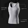 Мужская жилетка с круглым вырезом без рукавов, облегающая майка, однотонная быстросохнущая футболка для улицы