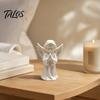 Talos 3D-печатная статуэтка молящегося ангела, элегантная матово-белая фигурка херувима с детализированными крыльями, прочный минималистичный орнамент для декора гостиной и