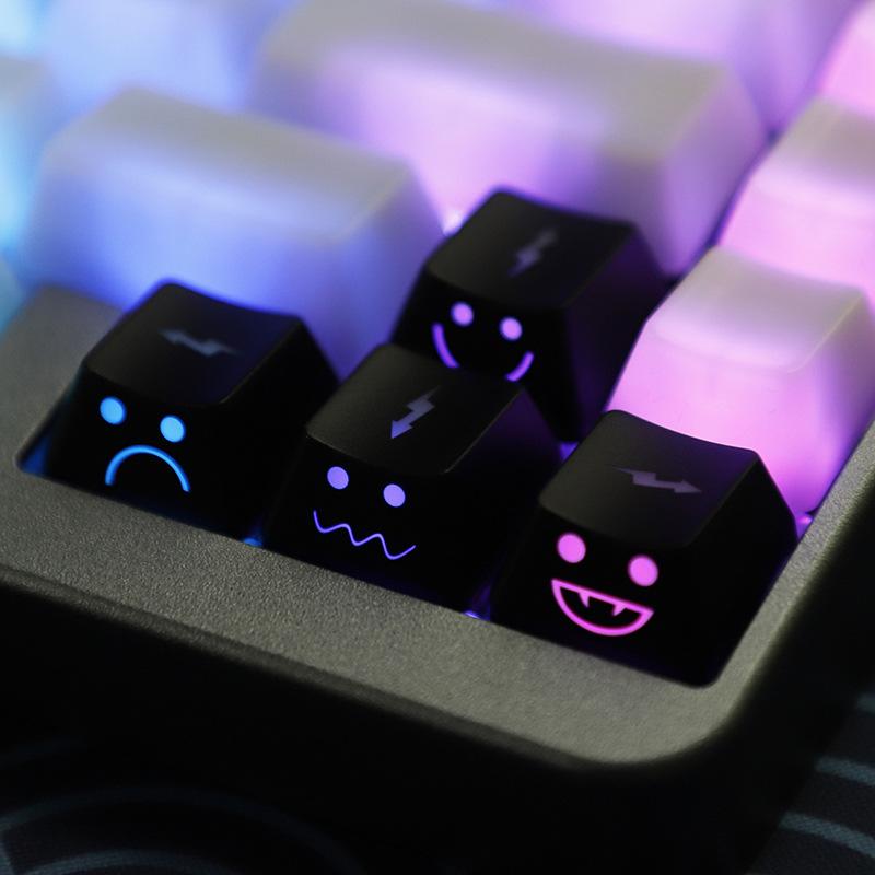 4Pcs Wasd Arrow Broadside Lighting Key Cap For Mechanical Keyboard Compatible With Mx Switch Cute Emo Keycap Set
