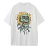Cotton Oversized T Shirt Graphic Tees Sunflower Skull Street Clothes Heavy Comfort Drop Shoulder Vintage T Shirts Mens Tops