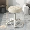 Rolling Stool with Wheels Faux Leather Soft Cushion Height Adjustable 360-Degree Swivel Armless Backless Drafting