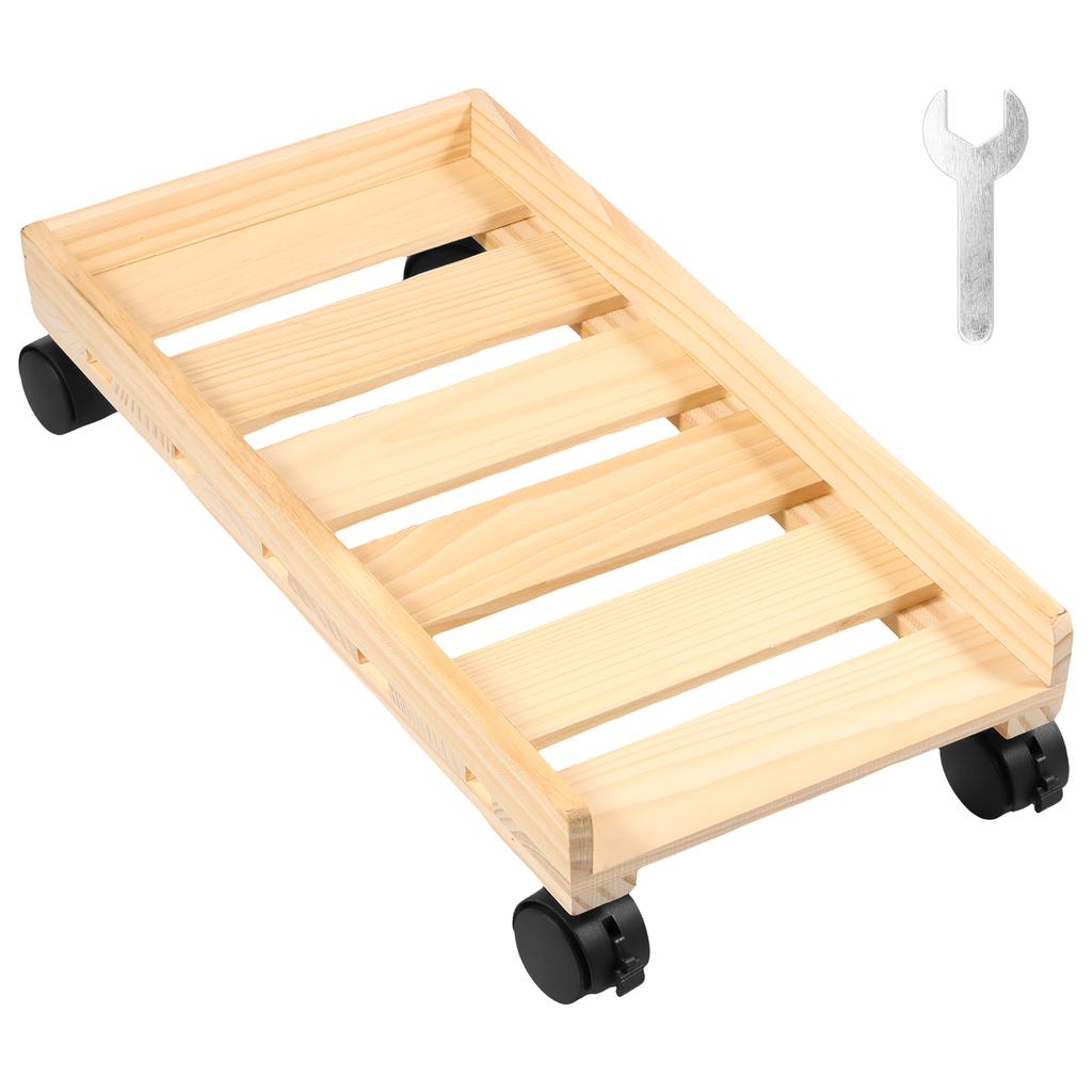 Wooden Computer Tower Cart with Wheels Open Frame Design PC Case Stand Ventilated Cart  Practical Computer Tower Mobile