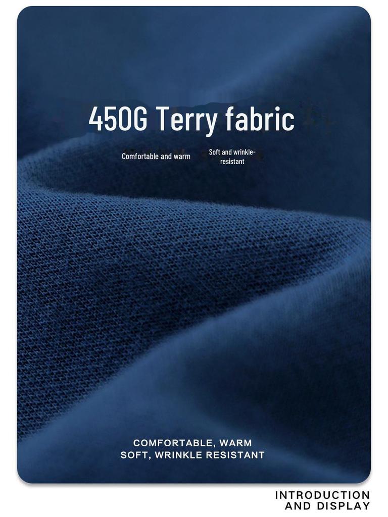 2024 Autumn/Winter Men's High-Quality 450G Terry Crewneck Sweater - Fashionable and Loose Fit