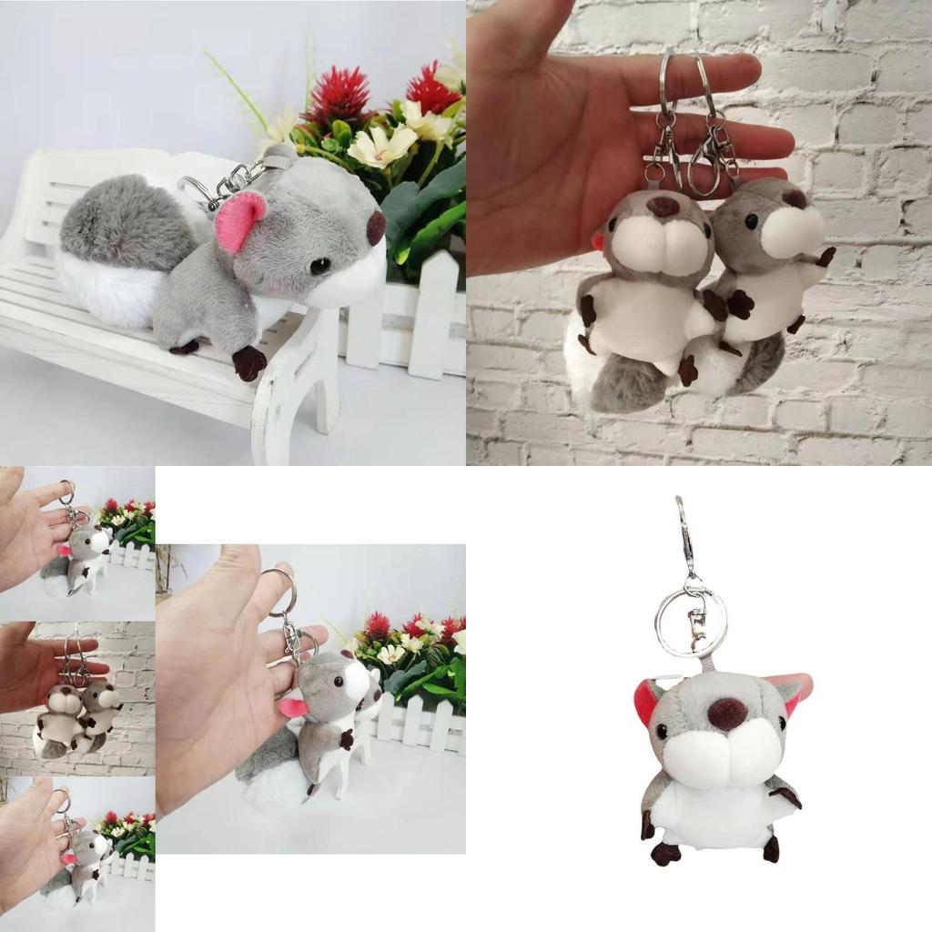 Adorable Gray Squirrel Plush Keychain For Bags And Cars Perfect Gift For Couples