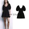 Spring New Women's Clothing French Socialite Style Round Neck Puff Sleeves Waist Trimming Short Dress 5584316