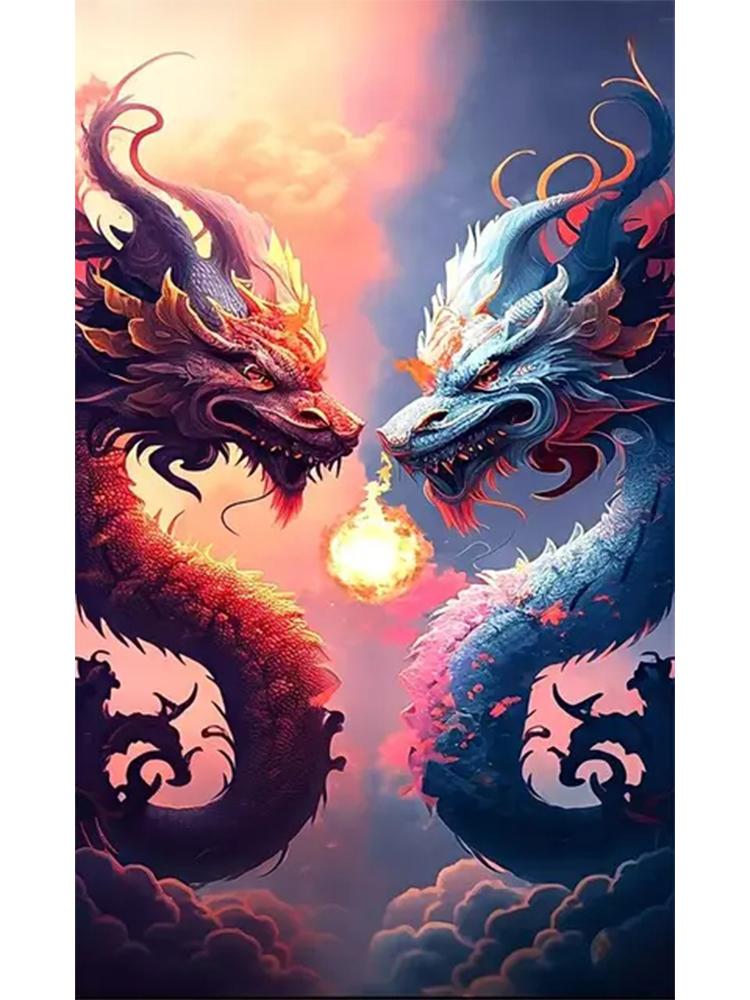 2024 New 5DDIY Diamond Painting Fantasy Chinese Wind Dragon Decoration Myth Twelve Zodiac Animals Painting Wall Art  Decoration