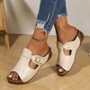 2025 New Large Size Slip-on Fish Mouth Sandals Wedge with Thick Bottom Hollow-out Slippers Woman