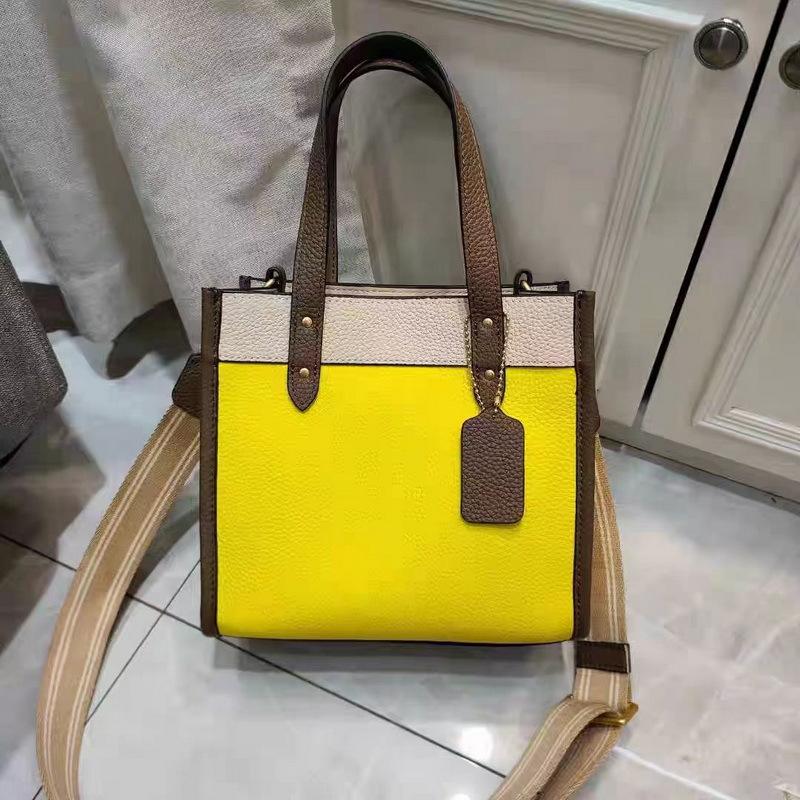 2025 New Style Genuine Leather Women's Bag Coffee Color Handheld Tote Large Capacity Casual Bag Handbag Single Shoulder Crossbody Bag Cross-Border Hot