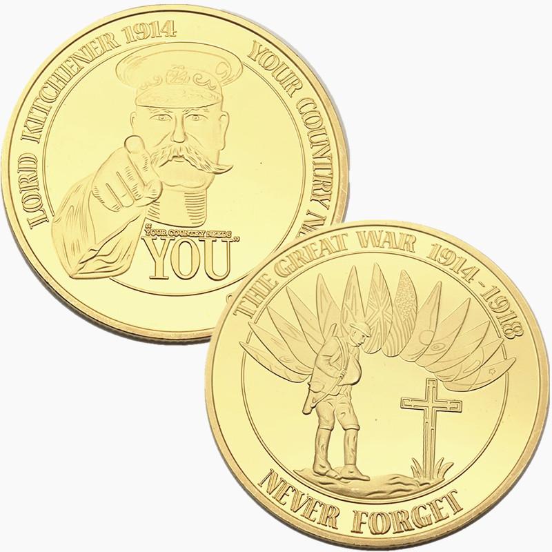 Немецкая commemorative монета, покрытая золотом, к 100-летию, Коллекционные золотые монеты, Монеты, 100-летие немецких высадок в Нормандии