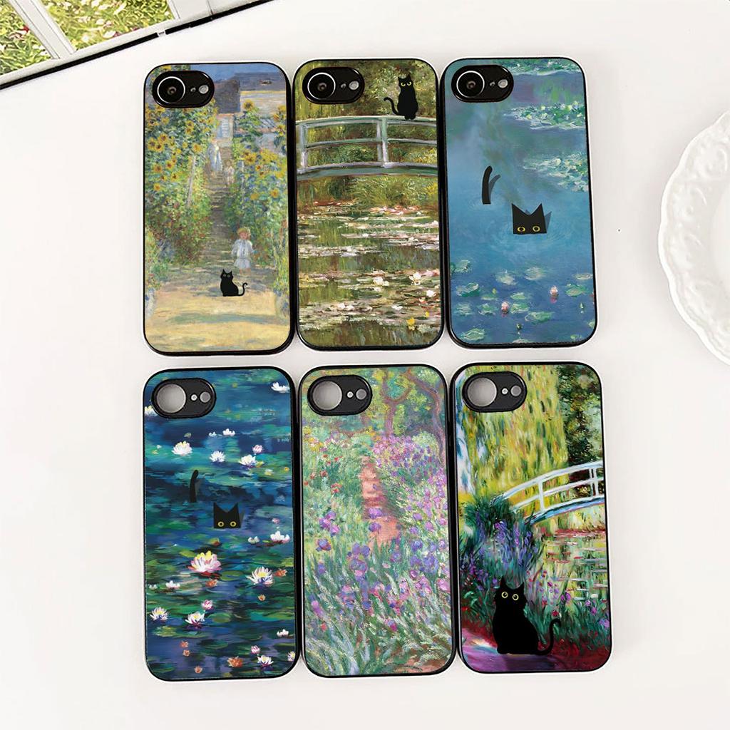 Cover for Samsung Galaxy S24 S25 S23 FE Ultra Plus S7 Edge S25+ S23+ A56 5G Casing Phone Case Claude Monet Waterlily Cat