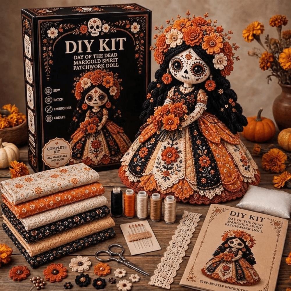 Fabric Doll Making Set Patchwork Craft Kit Cute Halloween DIY Sewing Kit Adult Craft Lovers