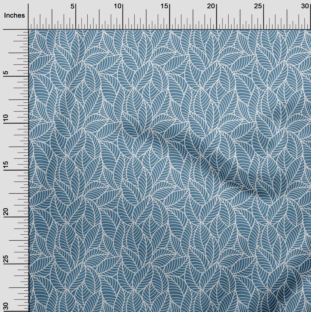 oneOone Cotton Poplin Blue Fabric Texture Leaf Sewing Craft Projects Fabric Prints By Yard 42 Inch
