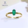 Natural Simple Gemstone Ring Mq 4*8mm Green Agate 18k Gold Over 925 Sterling Silver Fine Jewelry for Girls Daily Wear Nice Gift