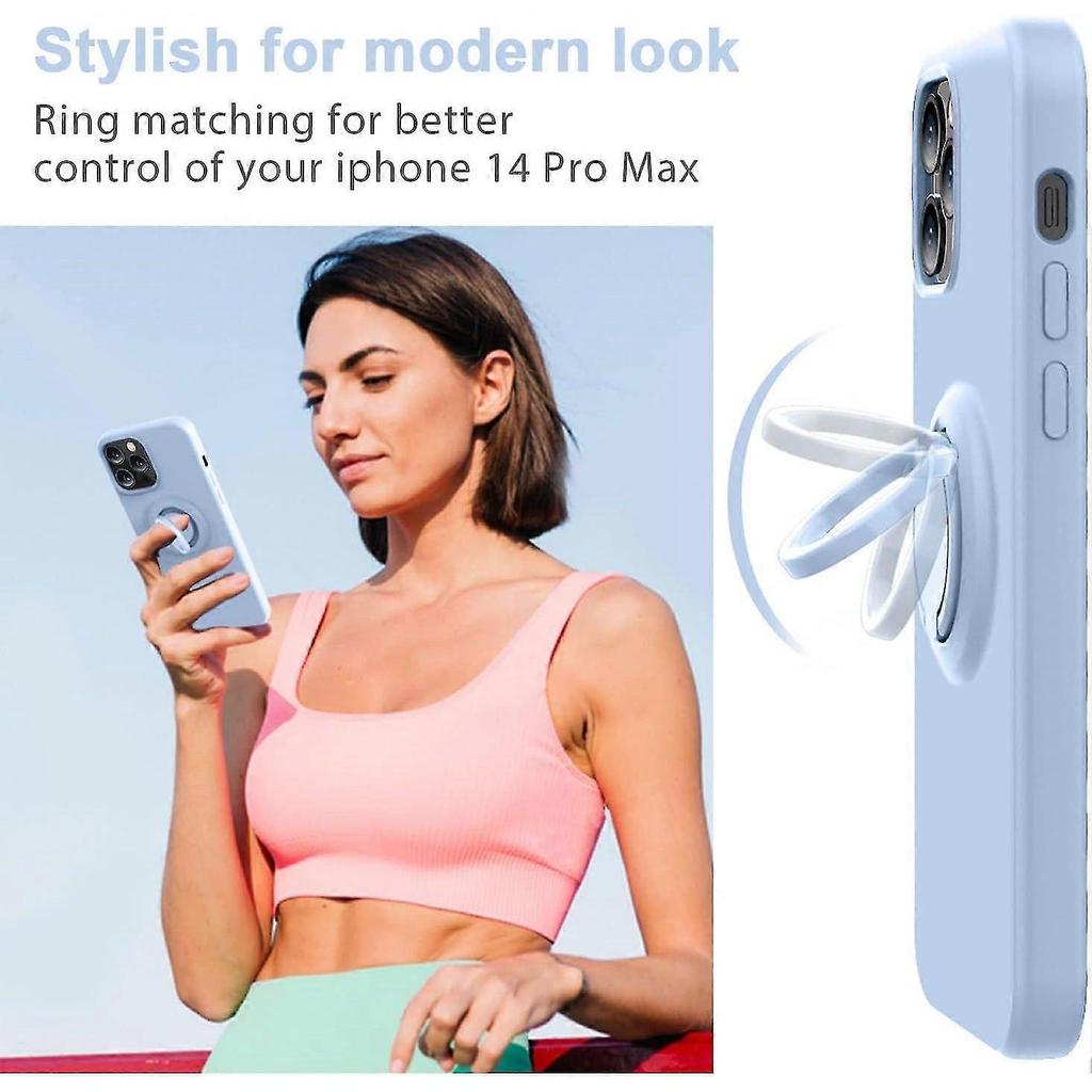 Compatible With Iphone 14 Pro Max Case With Ring Kickstand | Liquid Silicone | Microfiber Linner |anti-scratch Full-body Shockproof Protective Cases F