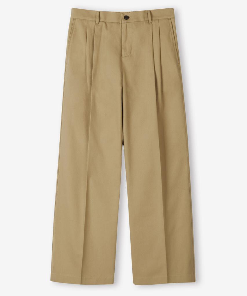 TOPBOY Essential Cotton Two-Tuck Wide Chino Pants Beige