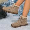 Зимние ботинки женские на плоской подошве туфли на платформе 2024 зимние теплые короткие плюшевые женские ботильоны на меху повседневные удобные женские сапоги