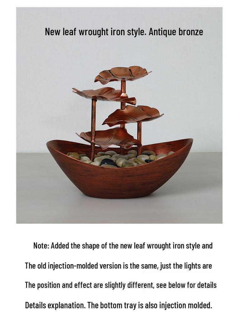 LED Lotus Leaf Water Fountain Ornament with Night Light for Home Décor