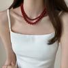Vintage Red Beaded Necklaces For Women Chinese Style Glass Beads Necklace Exquisite Elegant Choker Aesthetic Jewelry Accessories