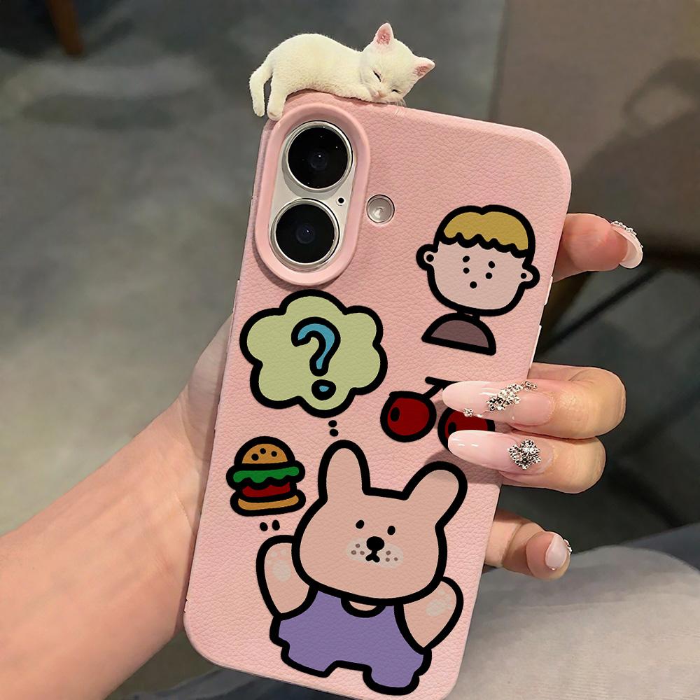 3D Чехол для телефона для iPhone 11 13 17 Pro Max 17 Air Case iPhone 13 15 16 Pro Max 12 14 Pro Max 14 15 Plus Милый 3D Котенок Мультяшный Кожаный