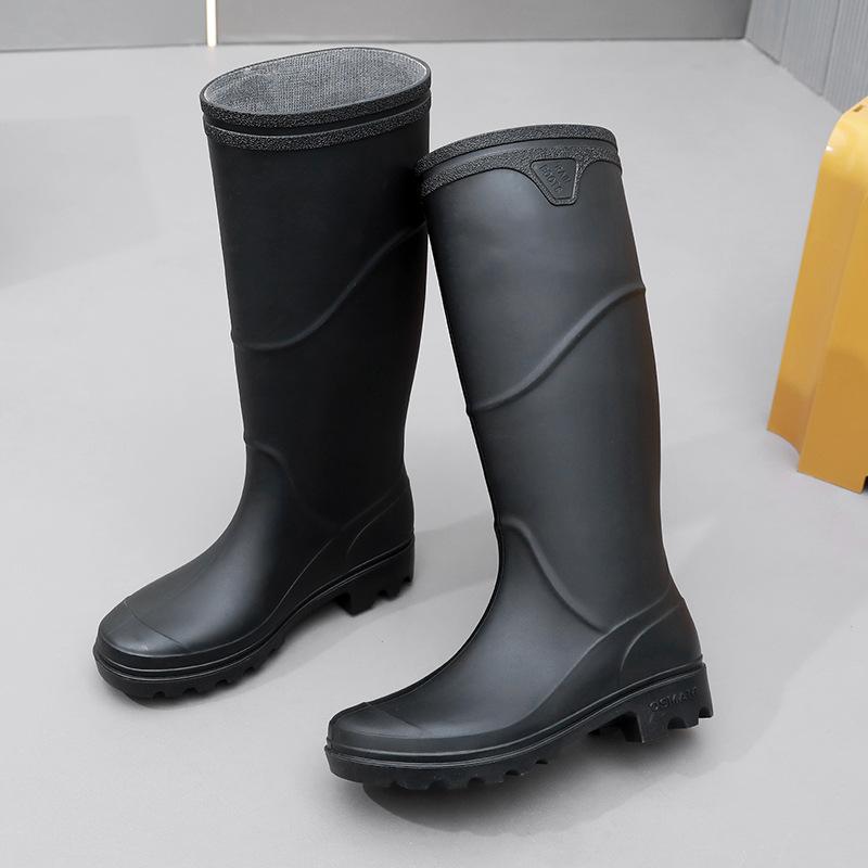 Men's Medium High Tube Rain Shoe Work Waterproof Protective Solid Color Rain Boots Men Outdoor Work Rubber Boots Platform Boot