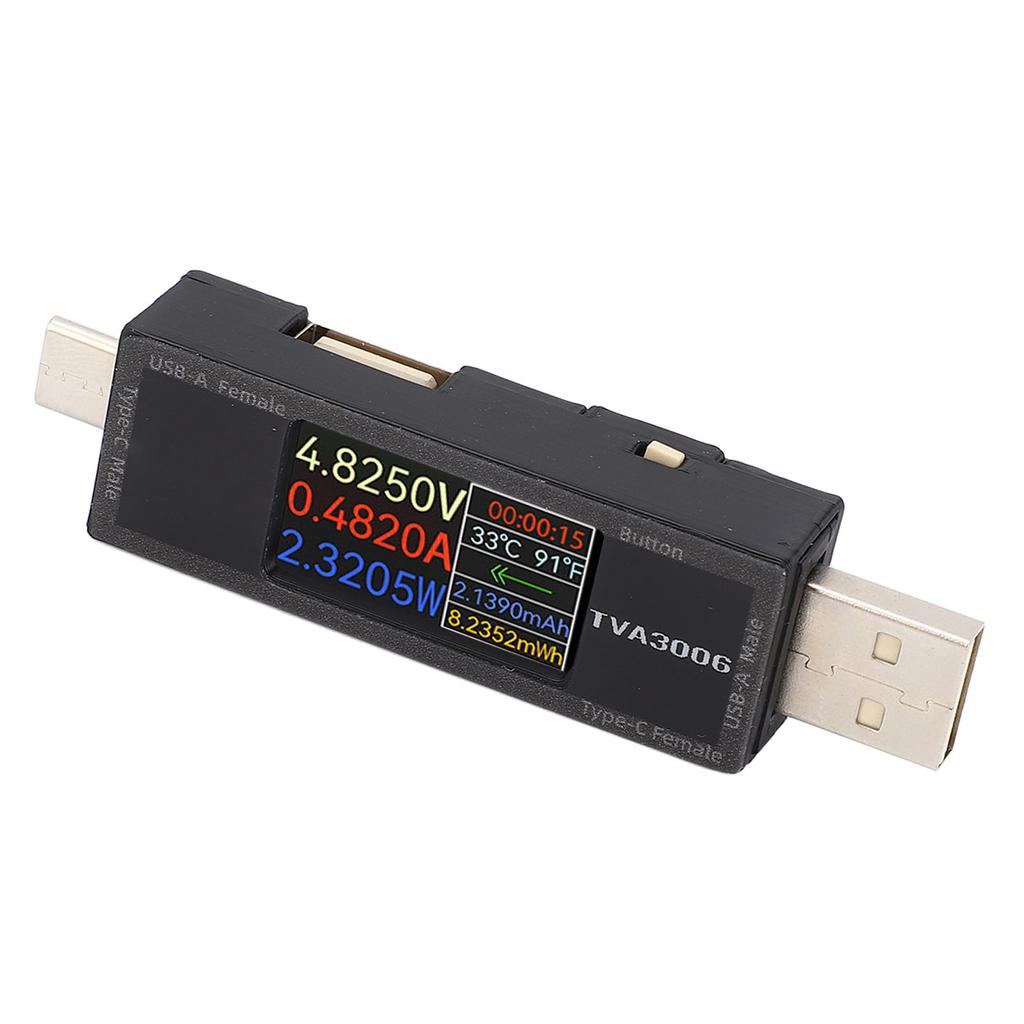 USB Voltage Current Meter USB A Type C Power Tester for Electronics Digital Devices DC4.5-30V 0-15A