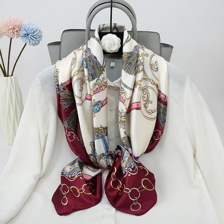 90 см модный платок шейные шарфы женские квадратные шали обертывания бандана головной платок для дам